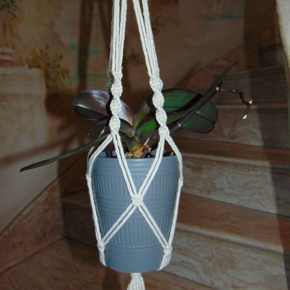 Handmade Crochet Macrame Rope Bohemian Basket Hanging Planter Flower Pot Holder - Picture 1 of 5